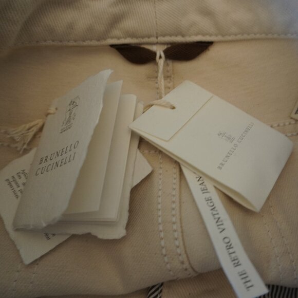 Brunello Cucinelli Monili Jeans Ecru Denim Straight Leg Size 6 New Tag $1595 - Picture 11 of 13